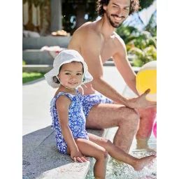 Maillot de bain 1 pièce fleuri bébé collection Team famille bleu imprimé