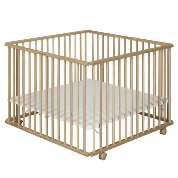 Parc bébé pliant carré Helio   Bois 100×100 cm marron