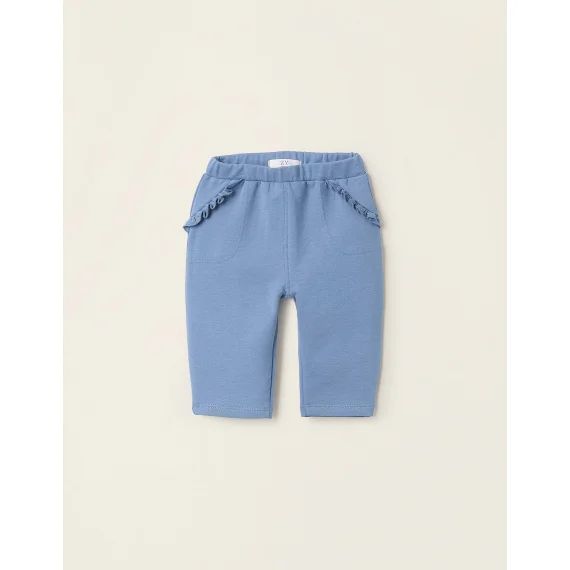 Pantalon Gratté Avec Volants Bleu Clair