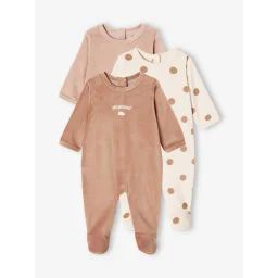 Lot de 3 dors-bien en velours bébé BASICS lot cappuccino