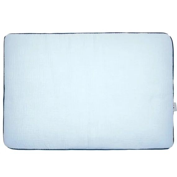 Oreiller Plat En Gaze De Coton Jeanne Bleu