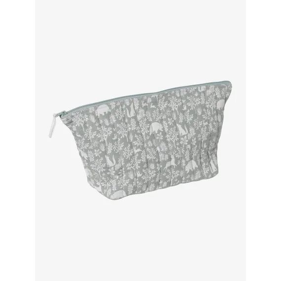 Trousse de toilette enfant en gaze de coton bleu grisé