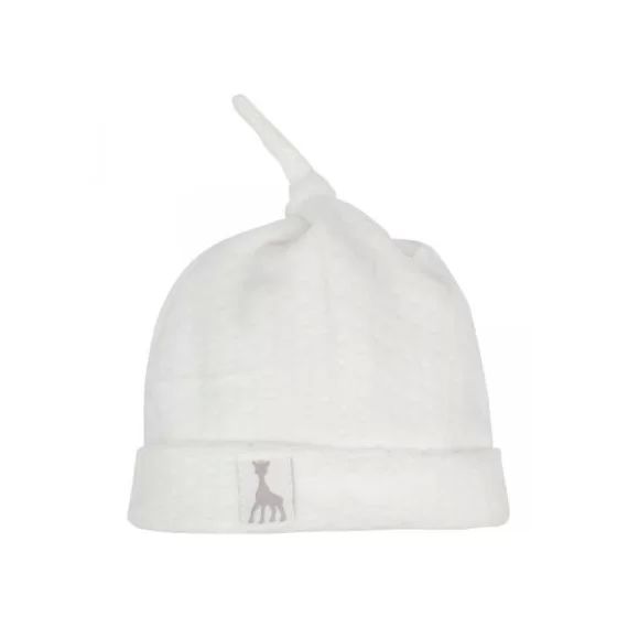 Bonnet en velours blanc Sophie la girafe (0-1 mois)
