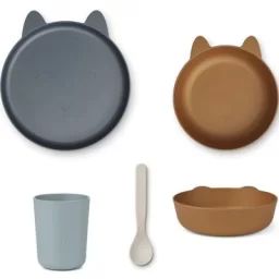 Coffret repas biodégradable Paul Rabbit whale blue multi mix (4 pièces)