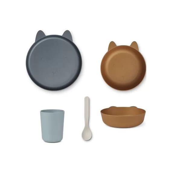 Coffret repas biodégradable Paul Rabbit whale blue multi mix (4 pièces)