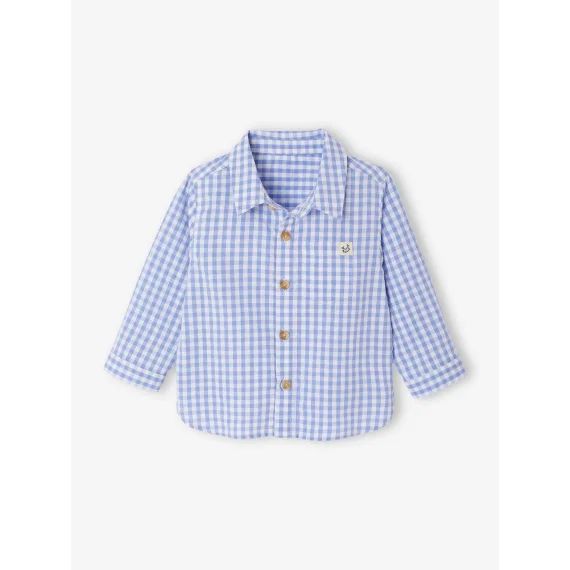 Chemise seersucker à carreaux bébé carreaux bleu