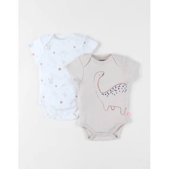 Set De 2 Bodies Lion En Coton Blanc