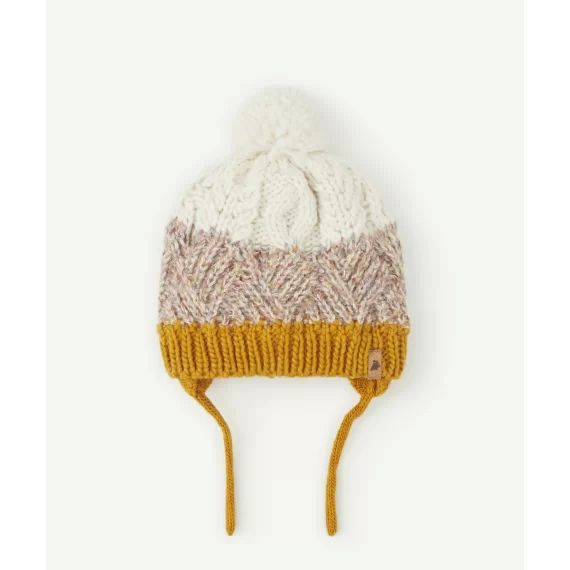 Bonnet multicolore brillant en tricot bébé fille en fibres recyclées –  – Soldes