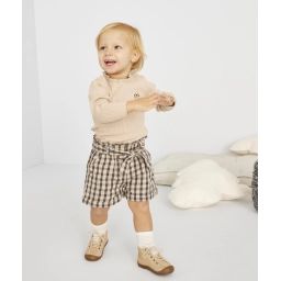 Bermuda droit à carreaux avec ceinture bébé fille –  – Soldes