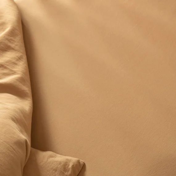 Drap Housse Bébé Satin De Coton Bio Lavé Ambre