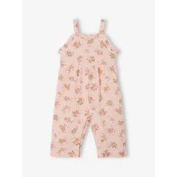Combinaison large en gaze de coton bébé rose pâle