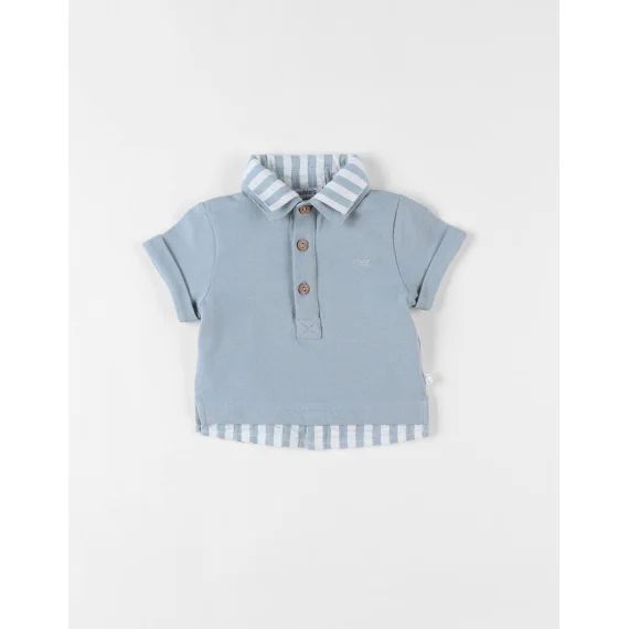 Polo 2-en-1 En Coton Piqué Bleu