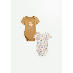 Lot De 2 Bodies Bébé Manches Courtes Flamingo Ocre