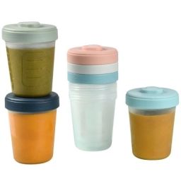 Lot de 6 pots de conservation bleu, rose et vert (250 ml)