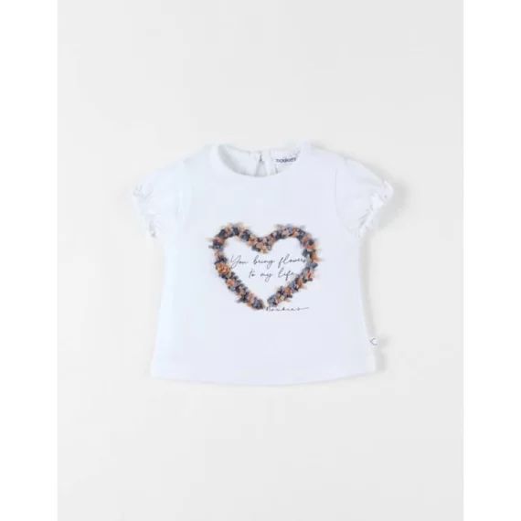 T-shirt Coeur À Courtes Manches Blanc