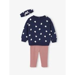 Ensemble sweat + legging + bandeau personnalisable bébé fille marine