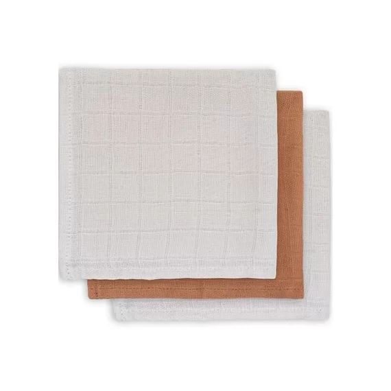 Lot de 3 mini langes en bambou caramel (31 x 31 cm)