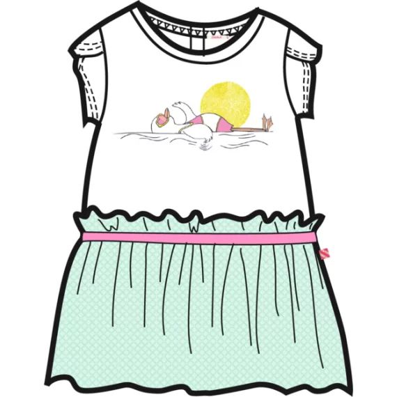 Robe bimatière avec imprimé Fille Blanc
