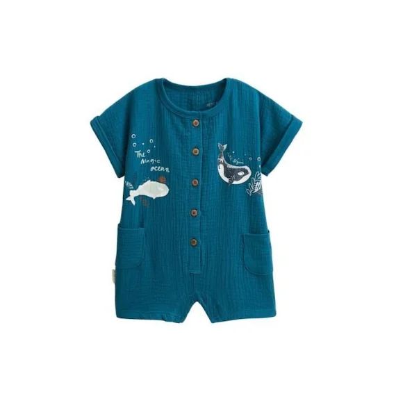 Combishort Bébé En Gaze De Coton Magic Ocean Bleu