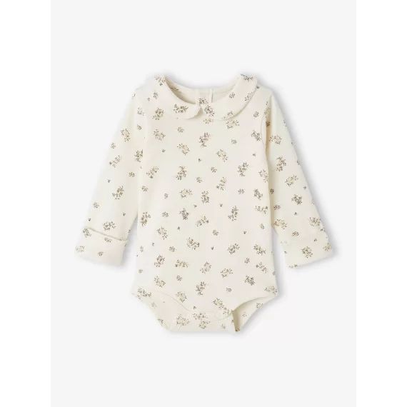 Body fleuri bébé col claudine évolutif écru