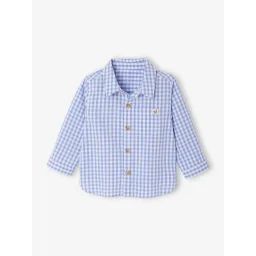 Chemise seersucker à carreaux bébé carreaux bleu