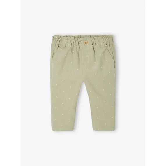 Pantalon paperbag en velours bébé vert d&rsquo;eau