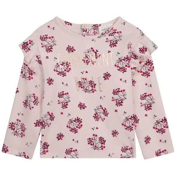 T-shirt à fleurs en coton Fille Rose