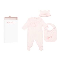 Pyjama, bavoir et bonnet Fille Rose