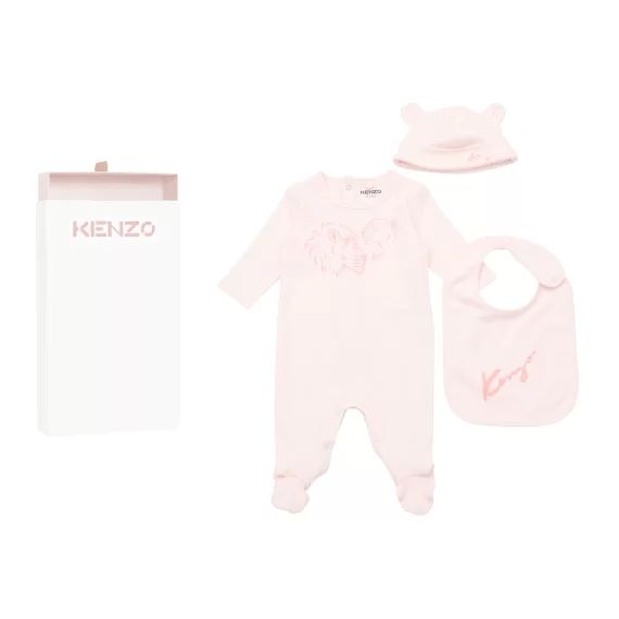 Pyjama, bavoir et bonnet Fille Rose