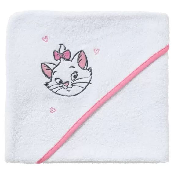 Cape de bain DISNEY MARIE – Dès la naissance – Coton – 75 x 75 cm – Blanc blanc