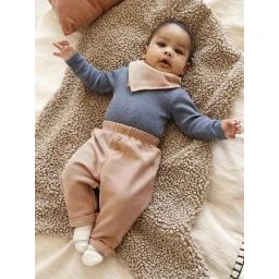 Ensemble 3 pièces naissance body + pantalon + foulard camel