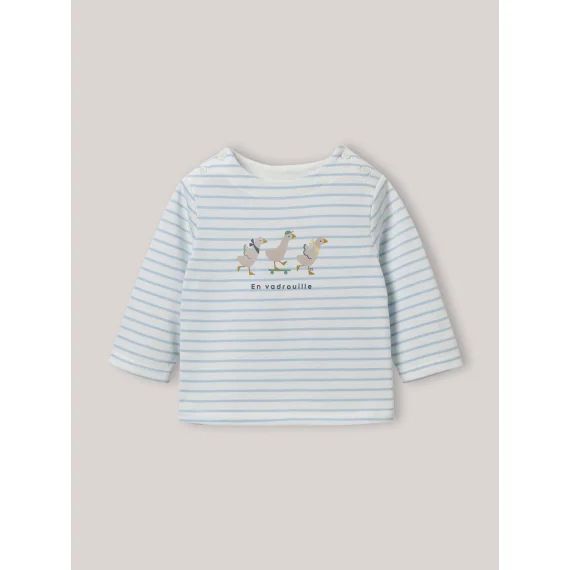 Marinière En Coton Biologique Raye Rouge