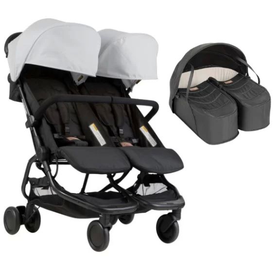 Poussette Double Mountain Buggy Nano Duo – Silver + Cocoon Jumeaux