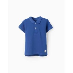 Polo En Coton Bleu