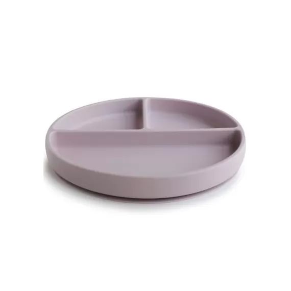 Assiette à compartiments en silicone avec ventouse Soft lilac