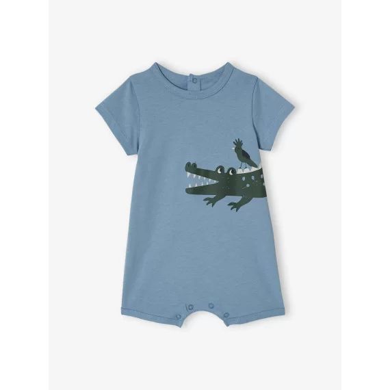 Combinaison courte bébé animal BASICS bleu ciel