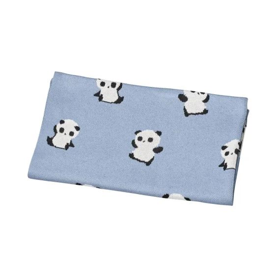 Couverture Maille En Coton Bleu