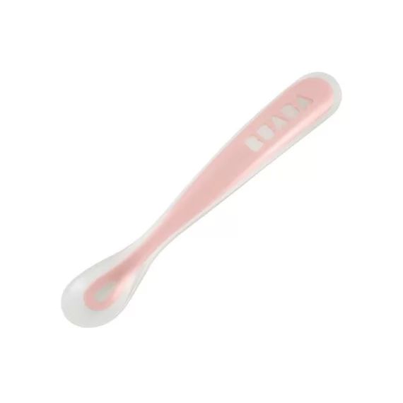 Cuillère en silicone 1er âge rose