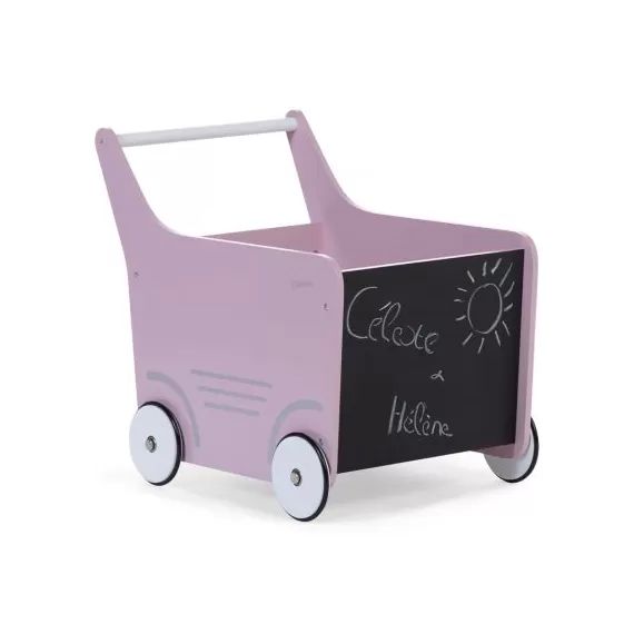 Chariot de marche en bois rose clair