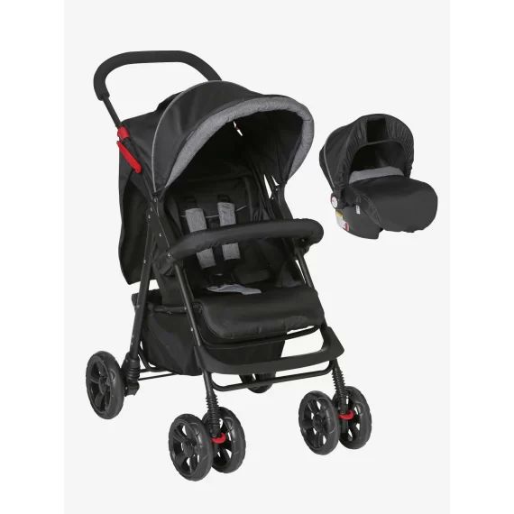 Combiné duo babycoque + poussette vertbaudet Primacity noir/gris