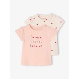 Lot de 2 t-shirts Basics bébé manches courtes rose pâle