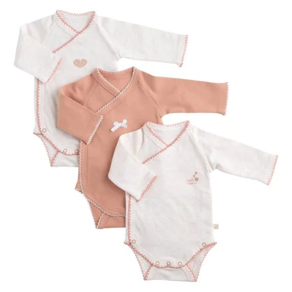 Bodies Bébé Manches Longues En Coton Lot De 3 Rose