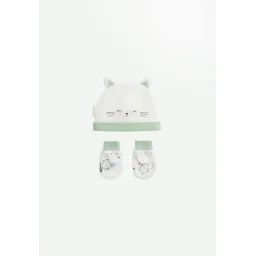 Bonnet Bébé Et Moufles Anti-griffures Chatmallow Ecru