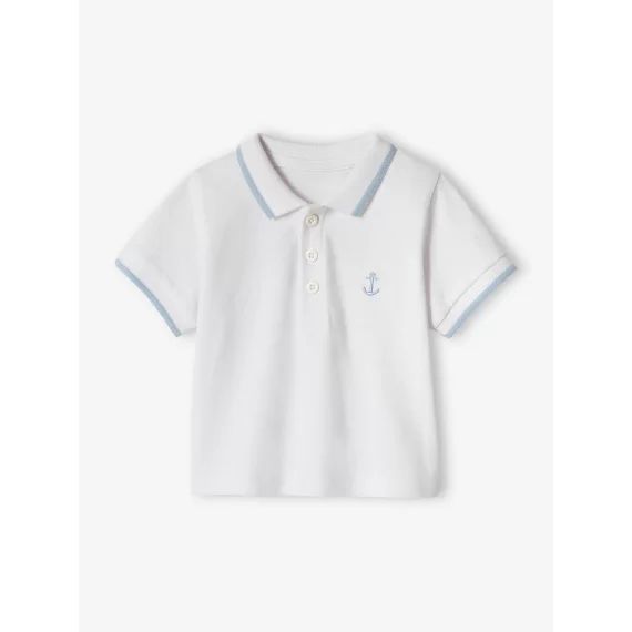 Polo bébé garçon brodé poitrine personnalisable blanc
