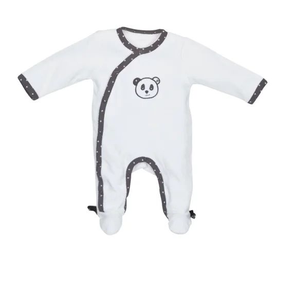 Pyjama Bébé À Manches Longues En Velours Blanc/noir