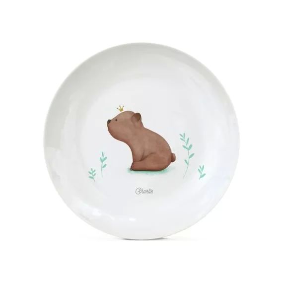Assiette en porcelaine Ourson brun (personnalisable)