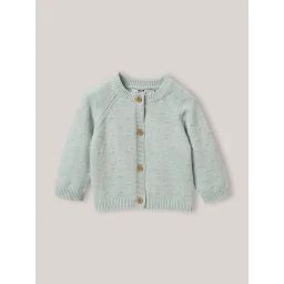 Cardigan Maille Ajourée En Coton Biologique Vert Pastel