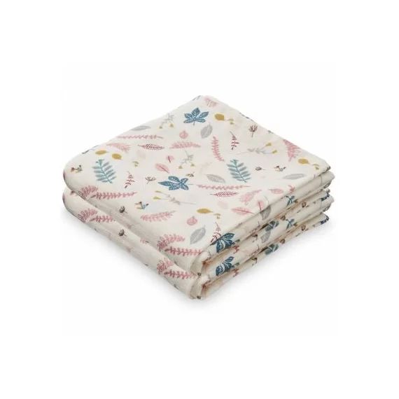 Lot de 2 langes en coton bio Pressed Leaves (70 x 70 cm)
