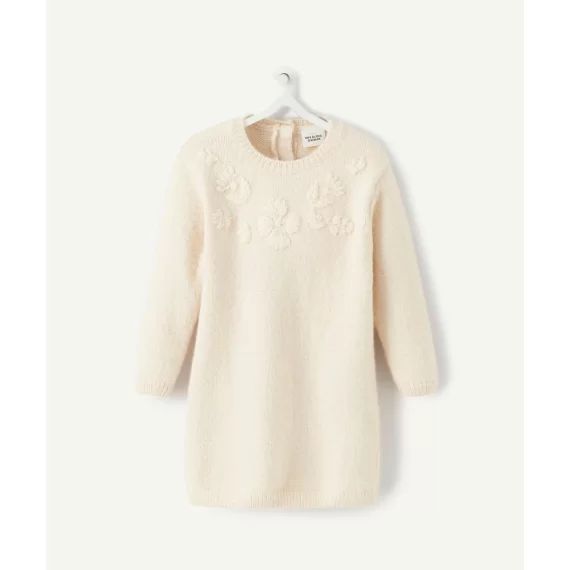 Robe en maille écru à manches longues bébé fille –  – Soldes