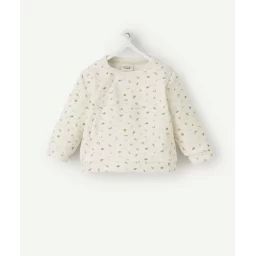 Sweat bébé en fibres recyclées écru chiné et imprimé –  – Soldes